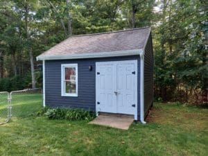 Exterior of a toolshed with roof and siding by Albert R. Gamache & Son, Carpenters & Builders, Inc.
